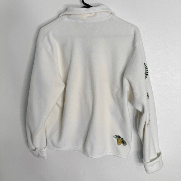 Vintage Holiday Lodge Fleece Jacket Pinecone Embroidered Winter Cardigan Large - Picture 6 of 8